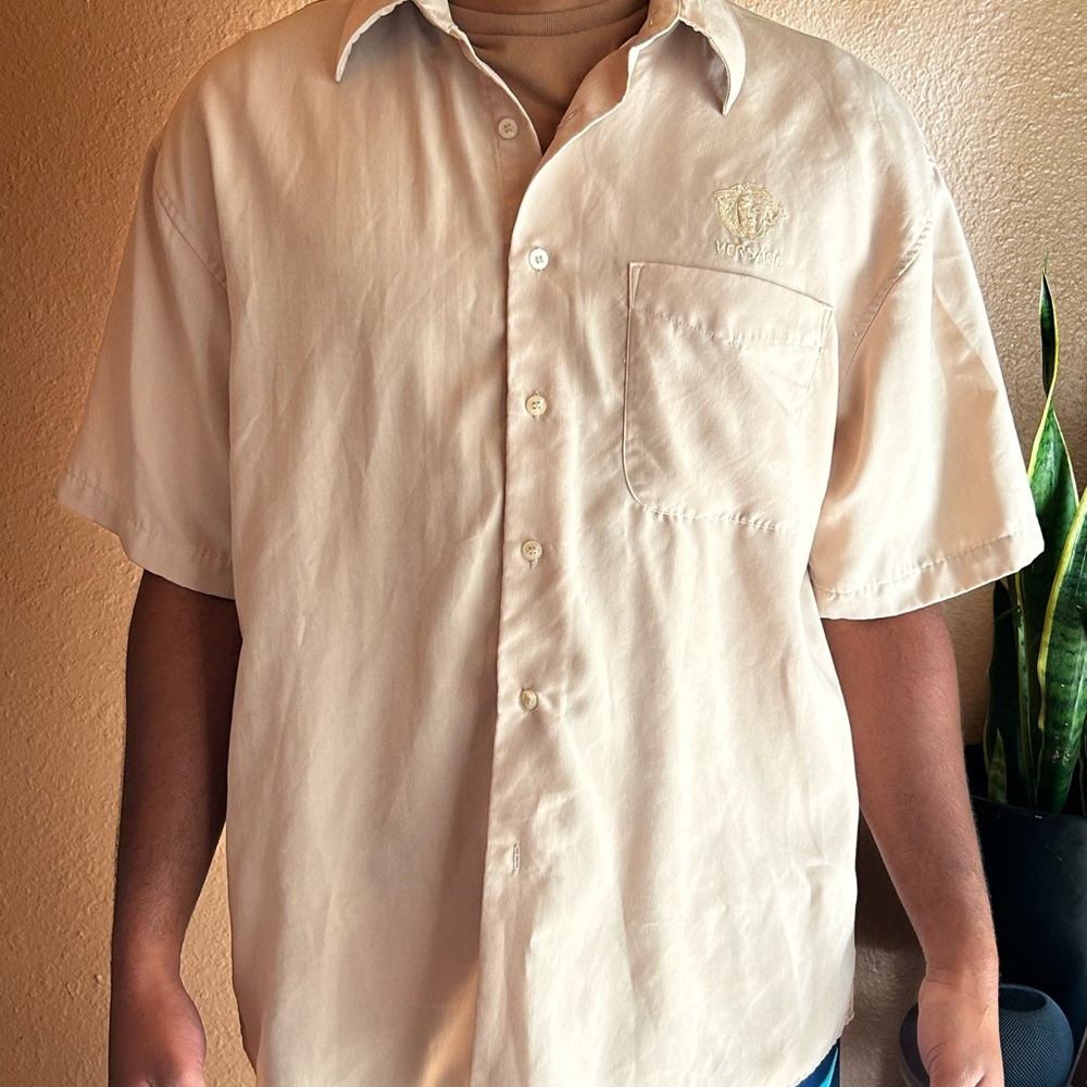 Versace Beige Casual Button Down Shirt